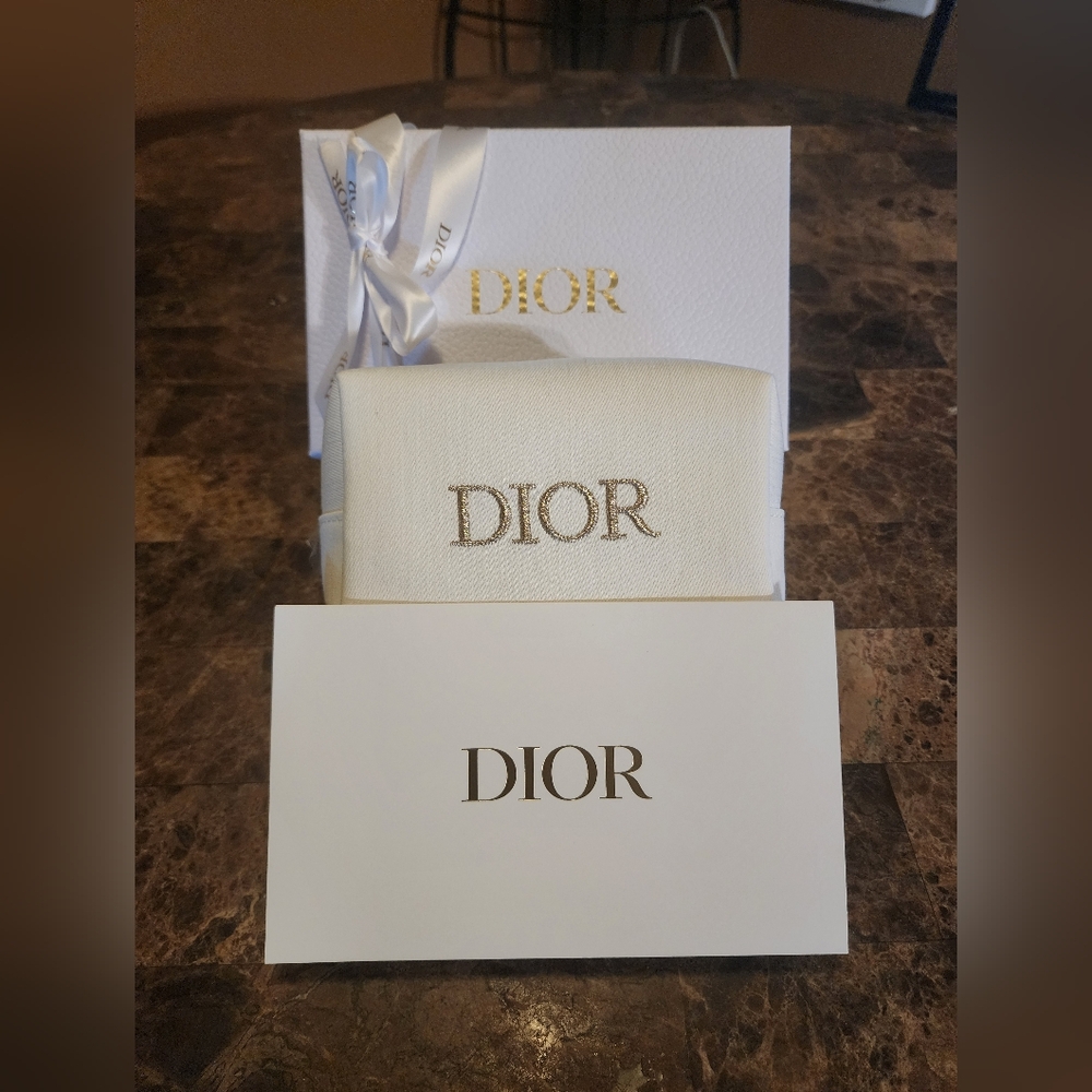 Dior Cosmetic Bag, Dior Gift Box, Dior ribbon, Dior shred, and Dior Card. NWOT